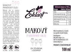 EKLART Makový olej lisovaný za studena 100 ml